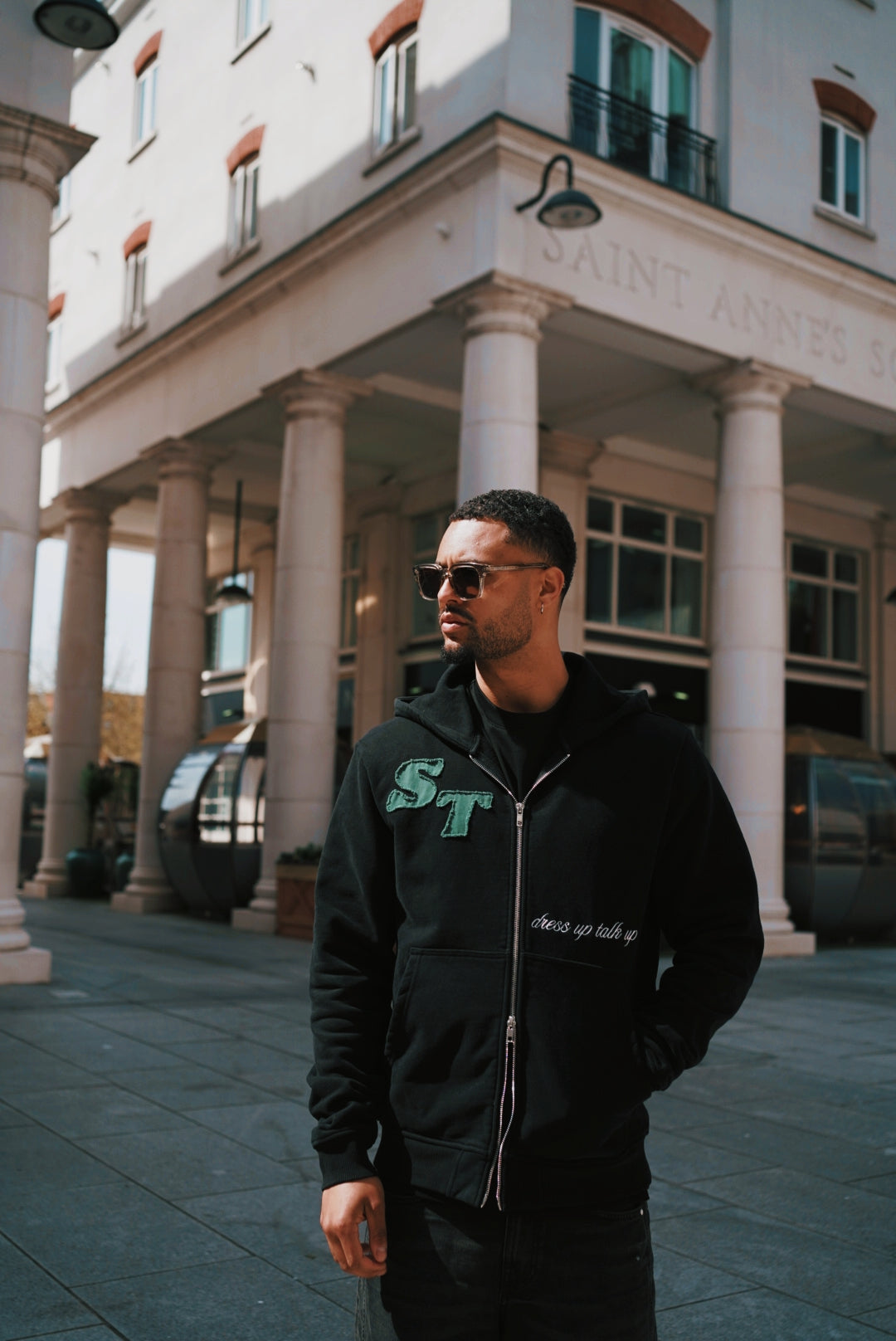 Unisex Double Zip Hoodie - Black