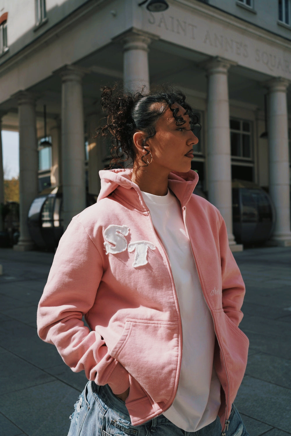 Unisex Double Zip Hoodie - Pink