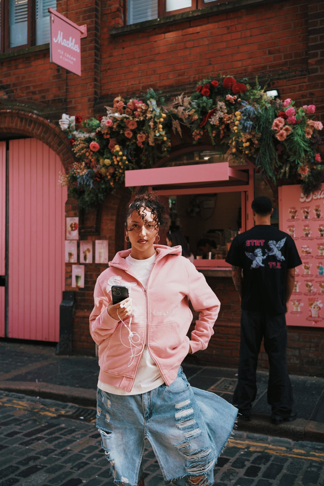 Unisex Double Zip Hoodie - Pink